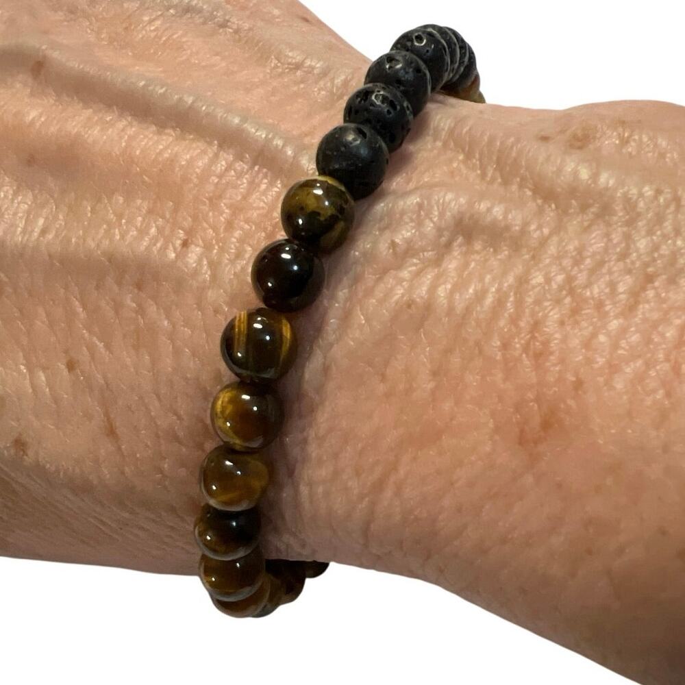 Tiger Eye Natural Stone Essential Diffuser Stretch Bracelet Lava Rock